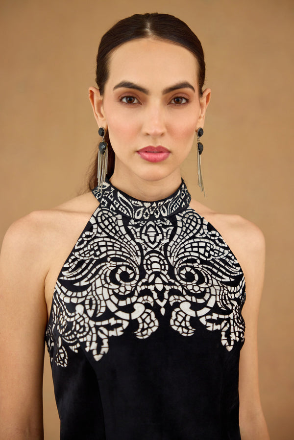 Black & White Appliqué Top & Skirt set