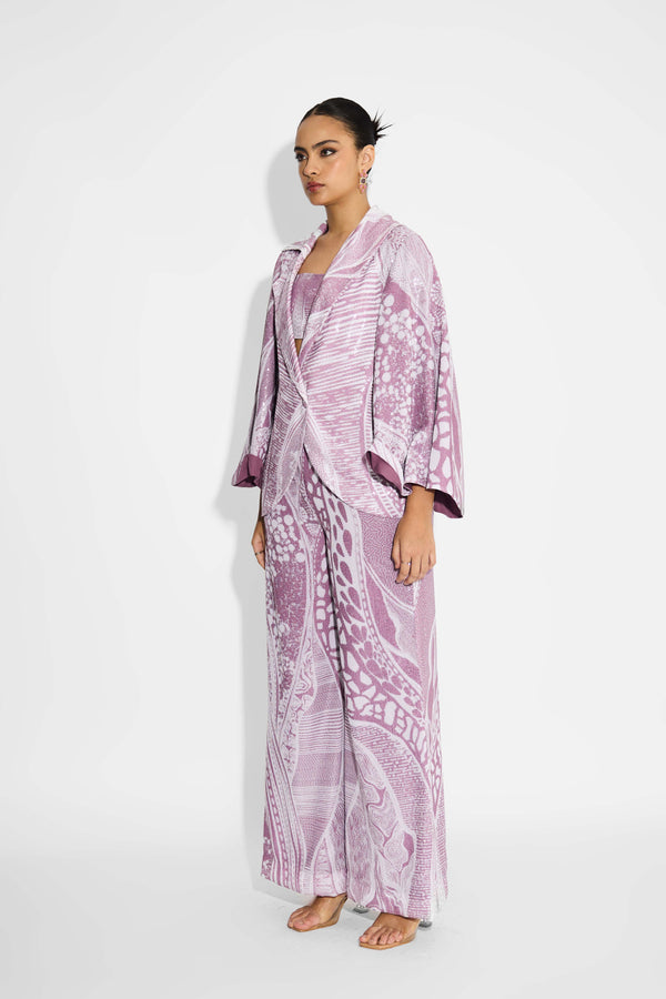 Amorphous Dusty Purple Sequins Cape Style Jacket